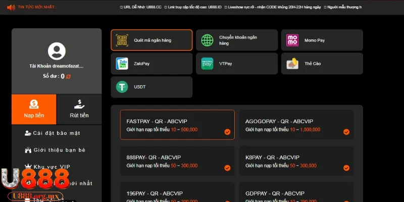 Thao tác nạp tiền nhanh gọn